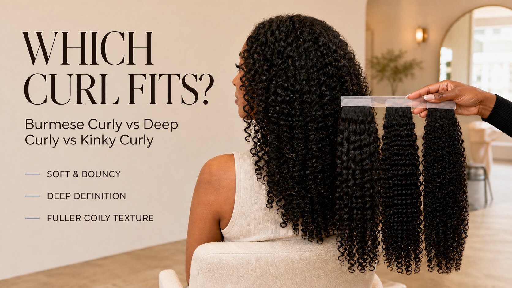 Burmese Curly vs Kinky Curly vs Deep Curly Tape-Ins