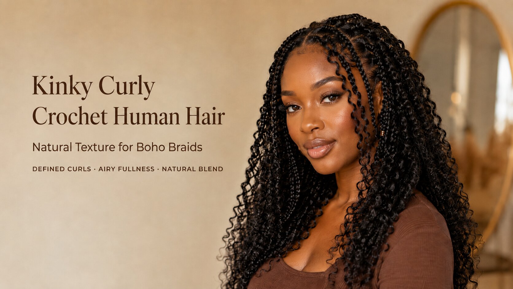 Kinky Curly Crochet Human Hair for Natural Boho Braids
