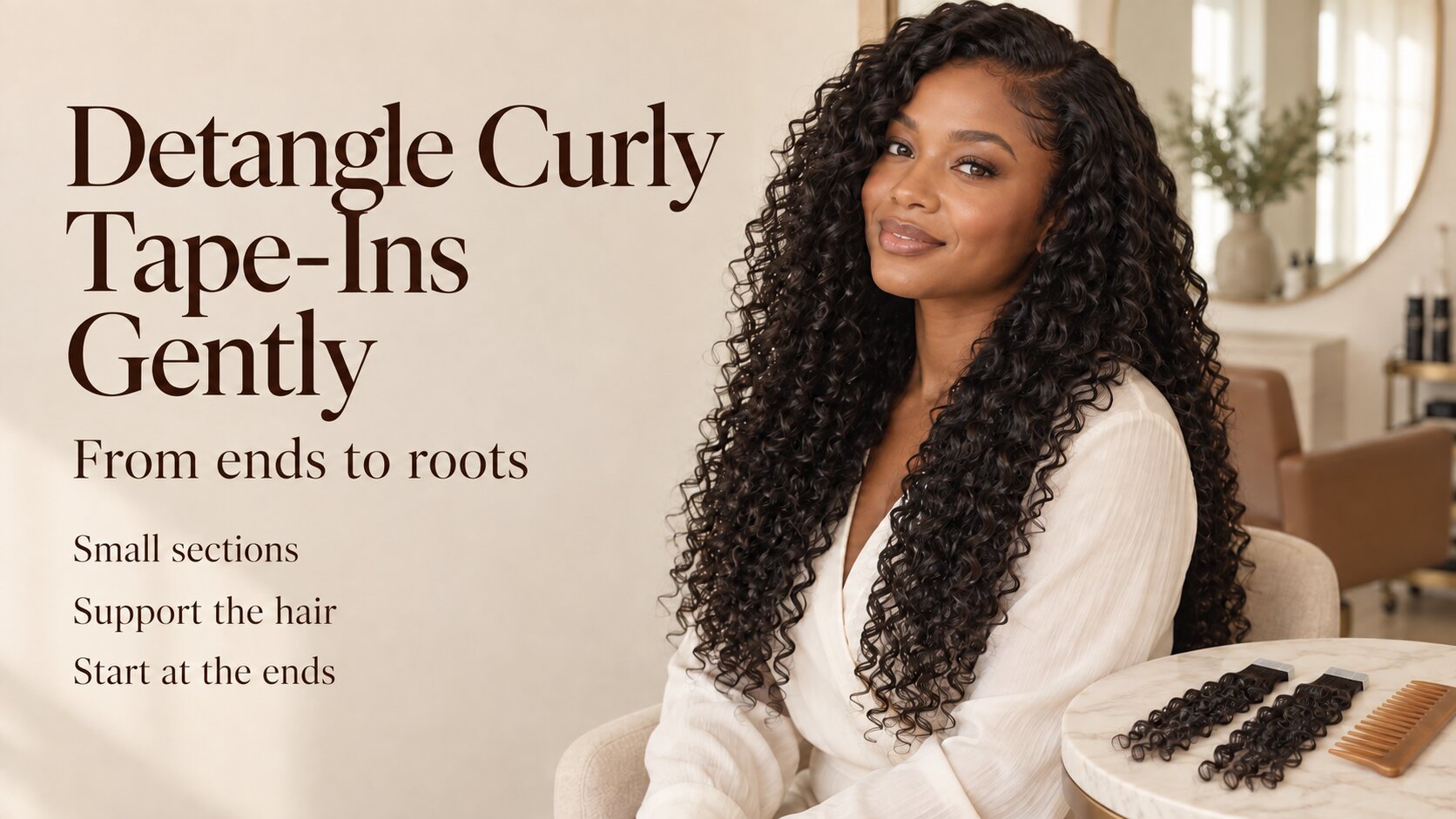 How to Detangle Curly Tape-In Extensions from Ends to Roots