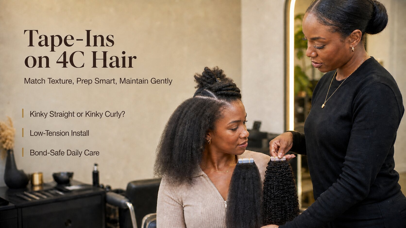 Tape-Ins on 4C Hair: Texture Matching, Prep and Maintenance