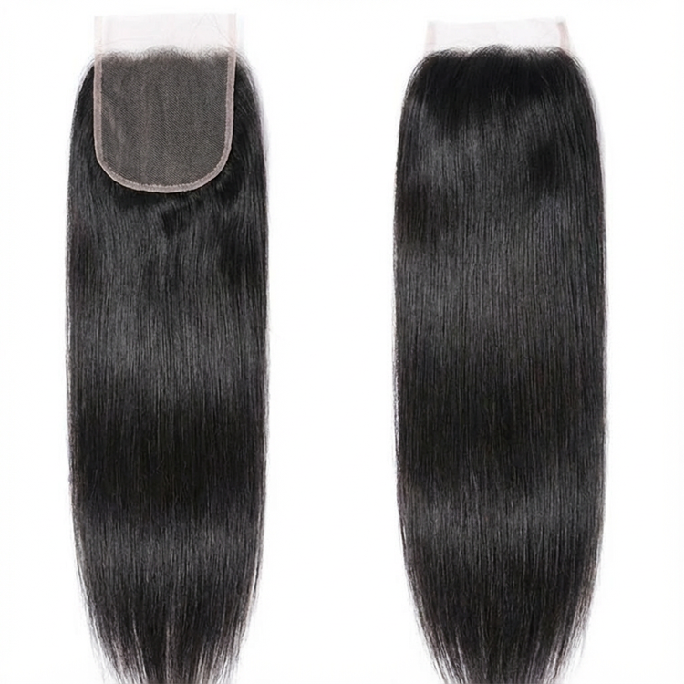 (3Bundles+5X5 HD Closure) Raw Straight Hair Bundles Double Drawn