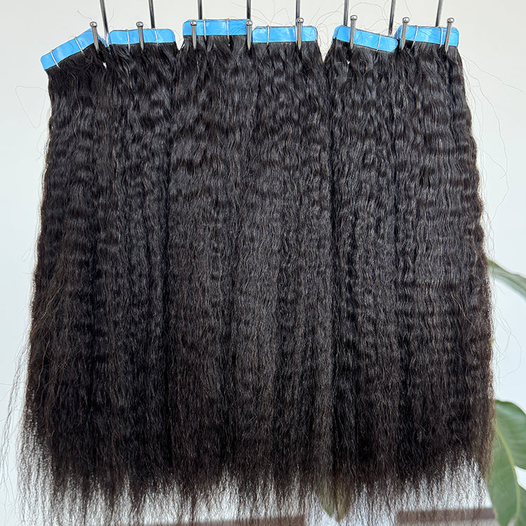 Kinky Straight Tape In Hair Extensions Double Drawn