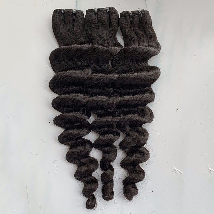 (3 Bundles Deal) Virgin Loose Deep Wave Bundles Double Drawn
