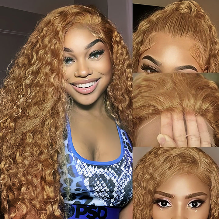 #27 color Virgin Human hair13X6 Transparent Lace Frontal Glueless wigs - URBAN CHIC HAIR