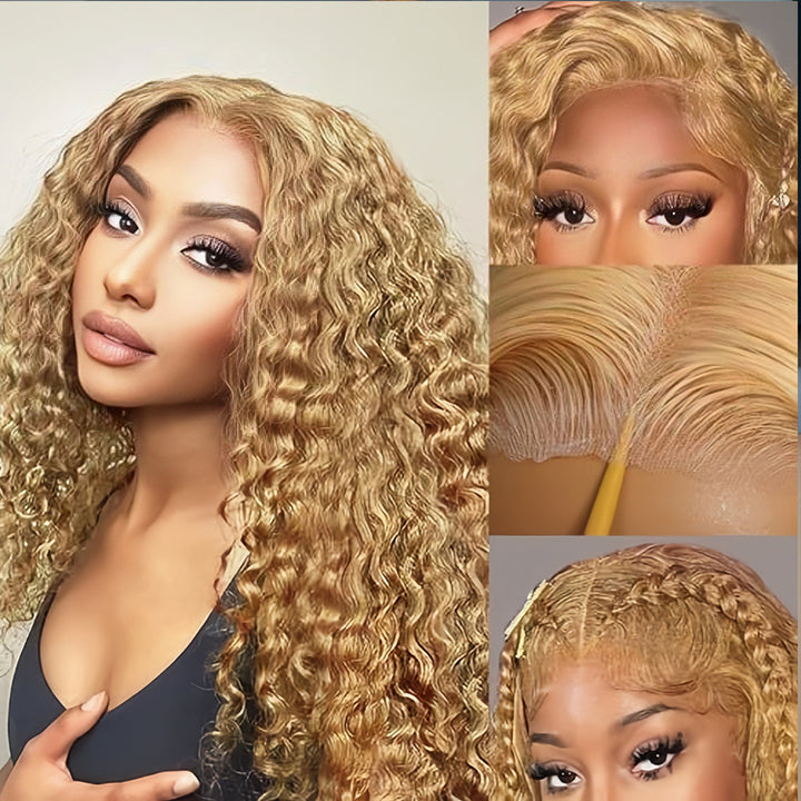 #27 Color Virgin Human hair 5x5 Transparent Lace Closure Glueless wigs - URBAN CHIC HAIR