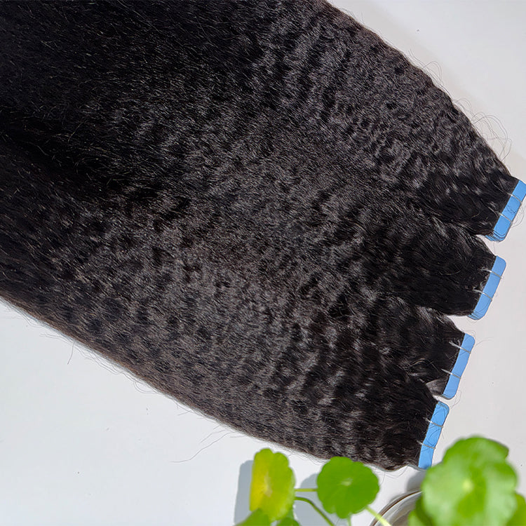 Kinky Straight Tape In Hair Extensions Double Drawn