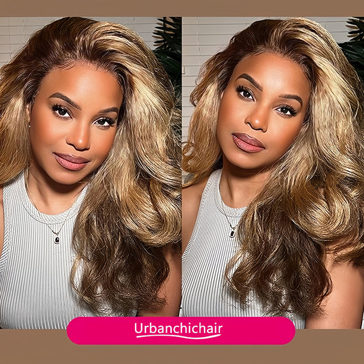 4/27 color Virgin Human Hair13x4 Transparent Lace Full Frontal Glueless  Wigs - URBAN CHIC HAIR