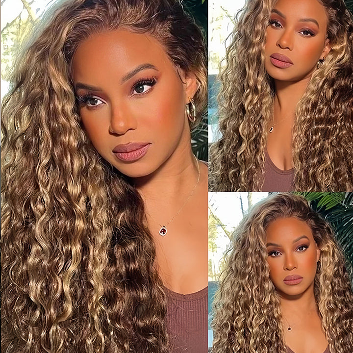 4/27 color Virgin Human hair13X6 Transparent Lace Frontal Glueless wigs - URBAN CHIC HAIR