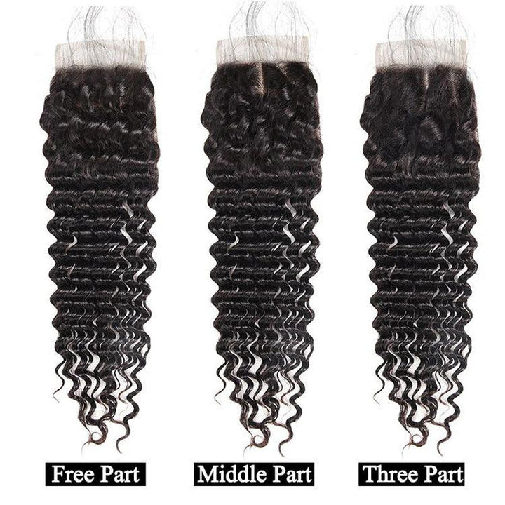 Deep wave Virgin Human Hair 4X4 Transparent Lace Closure - URBAN CHIC HAIR