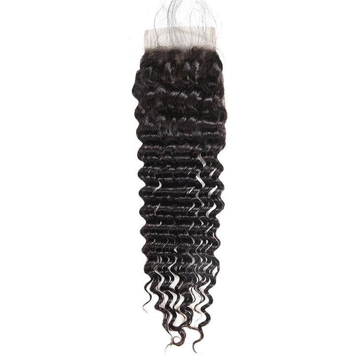 Deep wave Virgin Human Hair 4X4 Transparent Lace Closure - URBAN CHIC HAIR