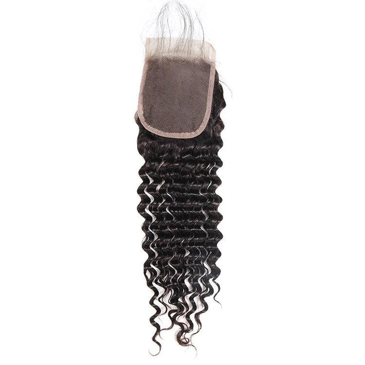 Deep wave Virgin Human Hair 4X4 Transparent Lace Closure - URBAN CHIC HAIR