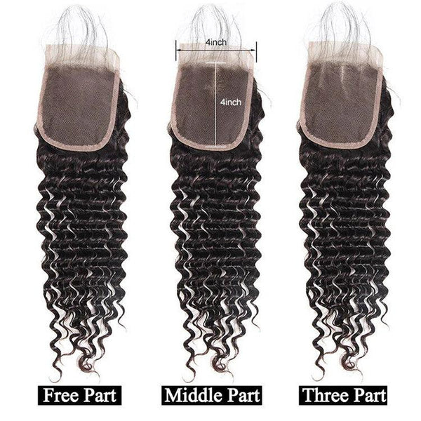 Deep wave Virgin Human Hair 4X4 Transparent Lace Closure - URBAN CHIC HAIR