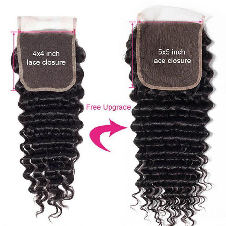 Deep wave Virgin Human Hair 5X5 Transparent Lace Closure - URBAN CHIC HAIR