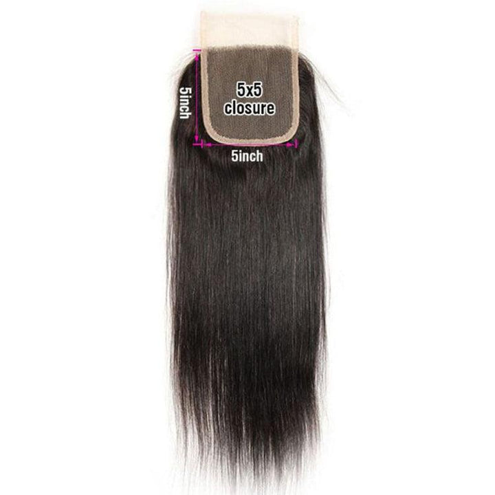 Straight Virgin Human Hair 5X5 Transparent Lace Closure - URBAN CHIC HAIR