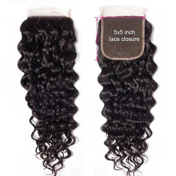 water wave Virgin Human Hair 5X5 Transparent Lace Closure - URBAN CHIC HAIR