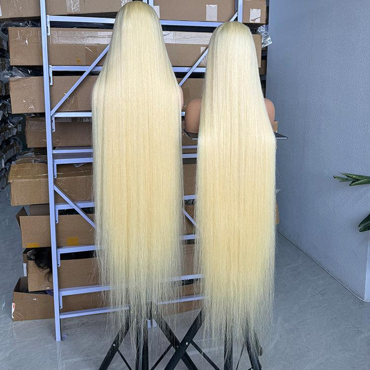 50 inch 613 blonde Straight 200% Raw Human hair 13X6 HD Lace Frontal wigs - URBAN CHIC HAIR