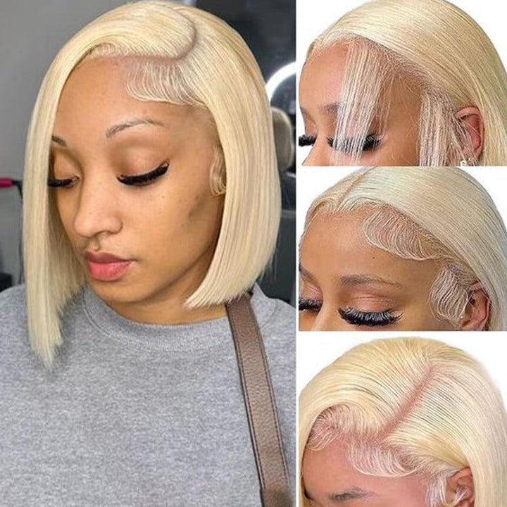 613 blonde Bob Straight Virgin Human hair 13x6 HD Lace Full Frontal Wigs - URBAN CHIC HAIR