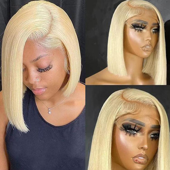 613 blonde Bob Straight Virgin Human hair 13x6 HD Lace Full Frontal Wigs - URBAN CHIC HAIR