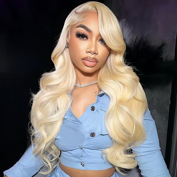 613 blonde Body Wave Virgin Human Hair13x4 Transparent Lace Full Frontal Glueless  Wigs - URBAN CHIC HAIR