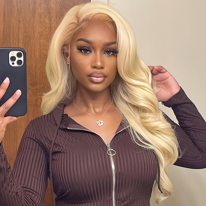 613 blonde Body Wave Virgin Human Hair13x4 Transparent Lace Full Frontal Glueless  Wigs - URBAN CHIC HAIR