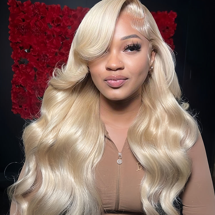 613 blonde Body Wave Virgin Human Hair 13x6 Transparent Lace Full Frontal Glueless Wigs