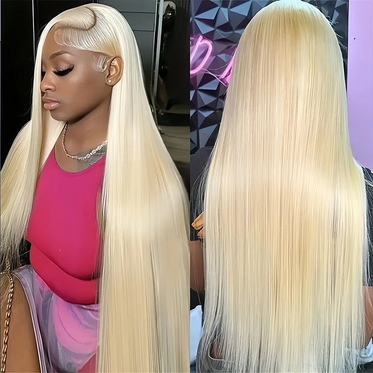 613 blonde Straight Virgin Human hair 9x6 HD Lace Full Frontal Glueless Wigs