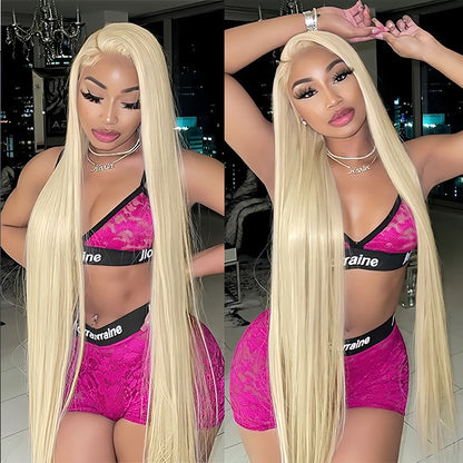 613 blonde Straight Virgin Human hair 9x6 HD Lace Full Frontal Glueless Wigs