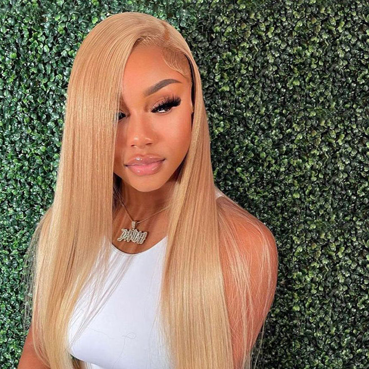 613 blonde Straight Virgin Human hair 5x5 Transparent Lace Closure Glueless wigs - URBAN CHIC HAIR