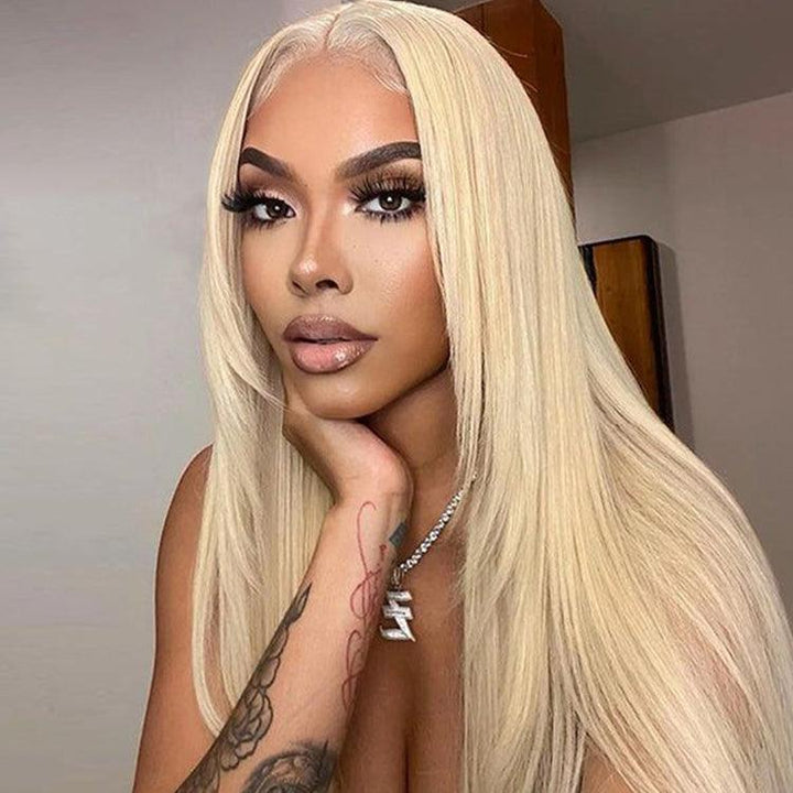 613 blonde Straight Virgin Human hair 5x5 HD Lace Closure Glueless wigs - URBAN CHIC HAIR