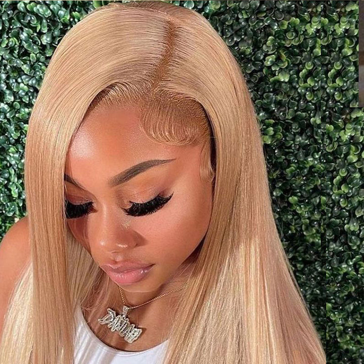 613 blonde Straight Virgin Human hair 5x5 Transparent Lace Closure Glueless wigs - URBAN CHIC HAIR