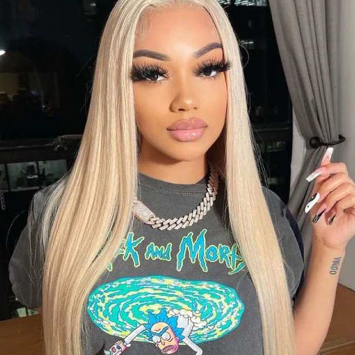 613 blonde Straight Virgin Human hair 5x5 Transparent Lace Closure Glueless wigs - URBAN CHIC HAIR