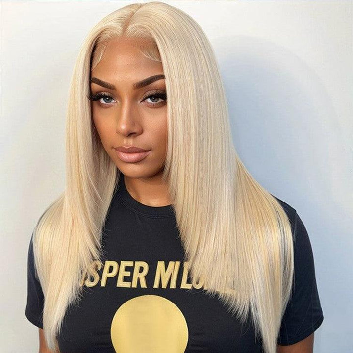 613 blonde Straight Virgin Human hair 9x6 HD Lace Full Frontal Glueless Wigs - URBAN CHIC HAIR