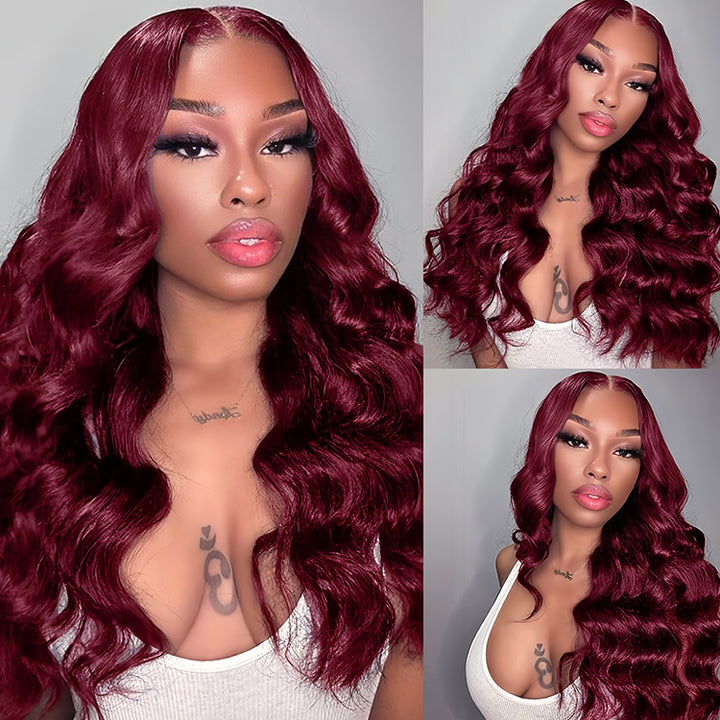 99j color Virgin Human hair13X6 Transparent Lace Frontal Glueless wigs - URBAN CHIC HAIR