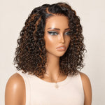 AI styling visualization of a woman wearing a brown highlight water wave wig.