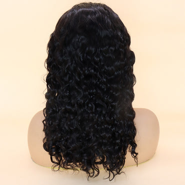 Natural Color curly Bob 180% Density Virgin Human hair 13x4 Transparent Lace Full Frontal Wig
