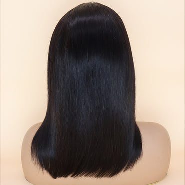 Natural Color Bob Straight 180% Density Virgin Human hair 13x4 Transparent Lace Full Frontal Wigs