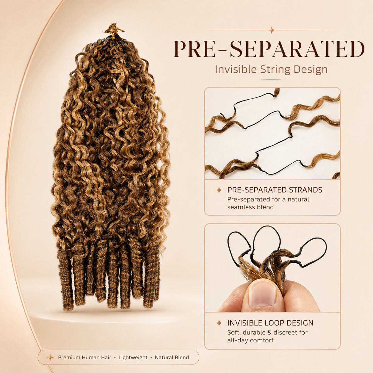 Black woman wearing Highlight 4/27 Burmese Curly crochet human hair in warm beauty collage
