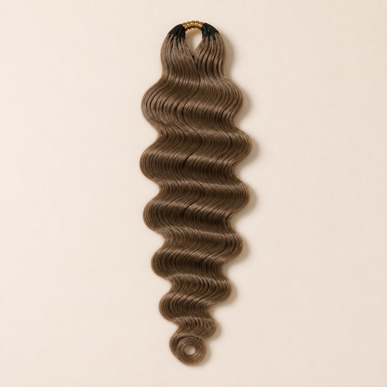 Black woman wearing UrbanChichair Color #8 light brown loose deep wave human crochet hair