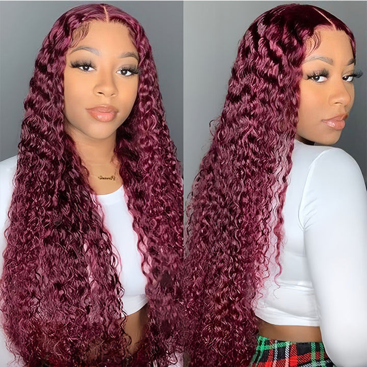 Burgundy Color Virgin Human hair 5x5 Transparent Lace Closure Glueless wigs - URBAN CHIC HAIR