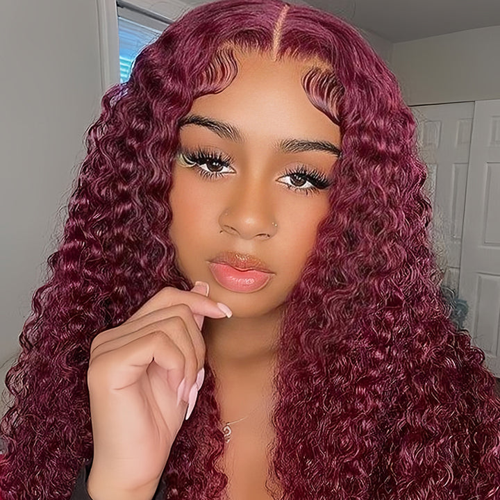 Burgundy Color Virgin Human hair 5x5 Transparent Lace Closure Glueless wigs - URBAN CHIC HAIR