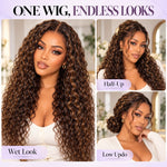 Close-up of 7x6 HD lace glueless wig construction showing the lace area, adjustable cap, secure-fit combs, and ear tabs.