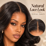 Close-up of breathable HD lace wig cap construction with fine mesh material and adjustable elastic band for a comfortable glueless fit.