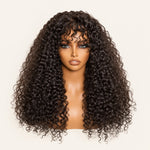 Close-up of natural black kinky curly human hair with defined curls.
