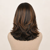 Close-up of the left C part and pre-finished HD lace hairline on a brown highlight glueless wig.