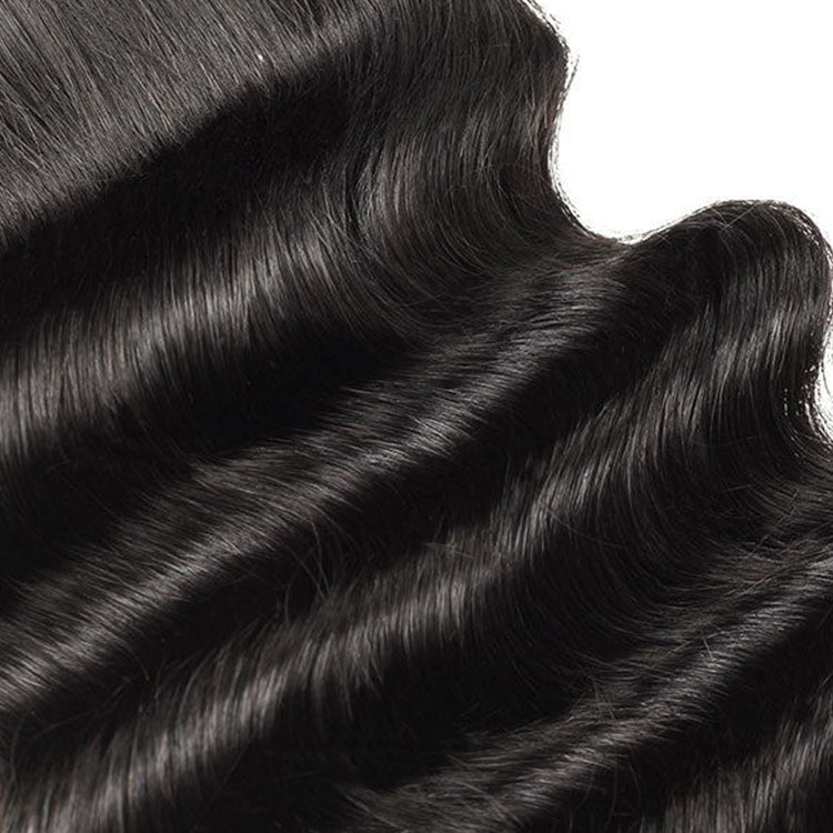 (3Bundles+5X5 HD Closure) Virgin Deep Wave Hair Bundles Double Drawn