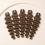 Five bundles of Color #8 light brown loose deep wave human crochet hair for a full install