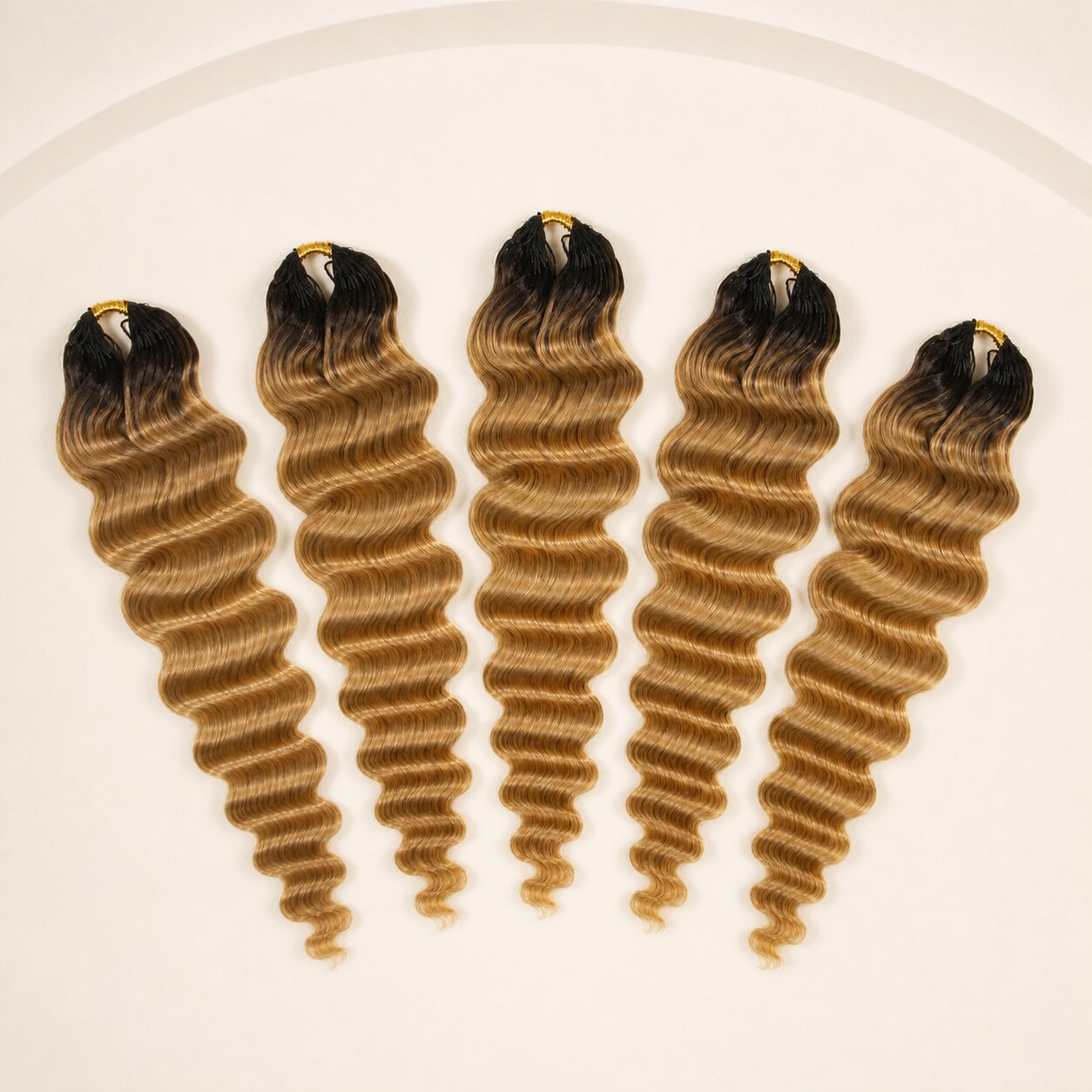Five bundles of #T1B/27 ombre blonde loose deep wave human crochet hair