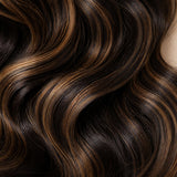 Generated concept showing the interior of a minimal HD lace wig cap with brown highlighted waves.
