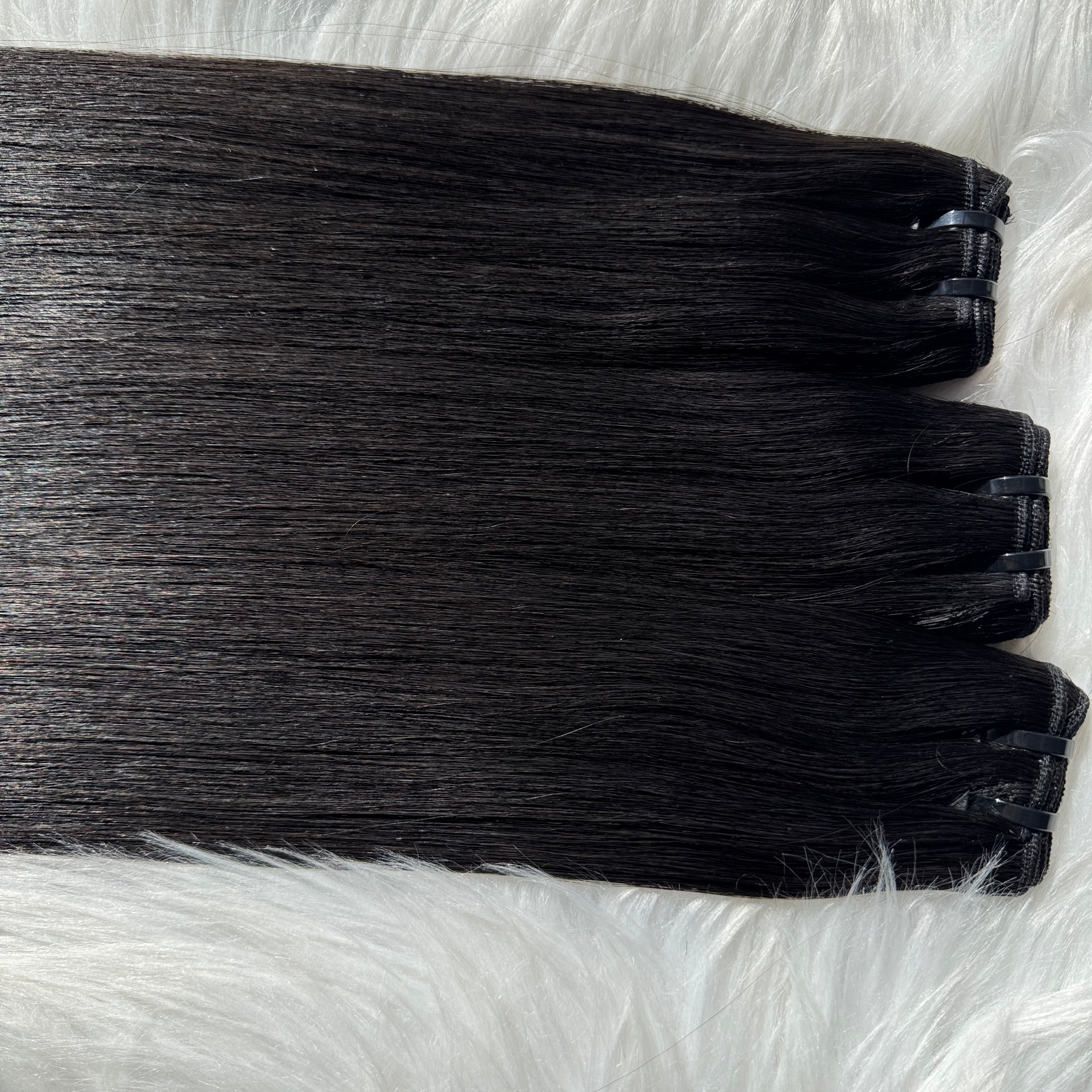 (3Bundles+5X5 HD Closure) Raw Straight Hair Bundles Double Drawn