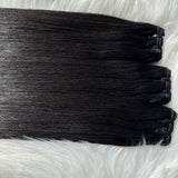 (3Bundles+5X5 HD Closure) Virgin Straight Hair Bundles Double Drawn